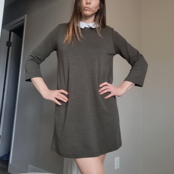 Zara - Green collared sweater dress - Picture 2 of 3